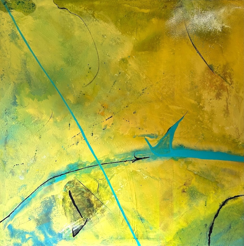 Gravitational Loop – abstraktes Acryl-/Spraypaint-Gemälde von Gysbert Savelkouls